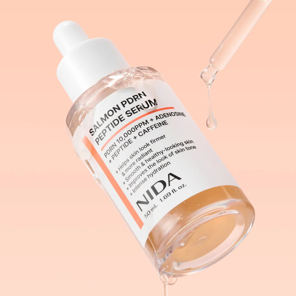 NIDA PDRN de 50 ml, líquido transparente y gotero blanco